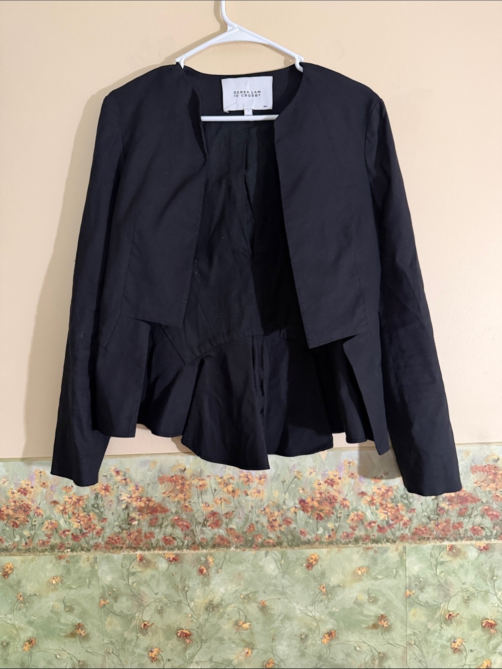 10 Crosby Derek Lam Black Open-Front Peplum Jacket